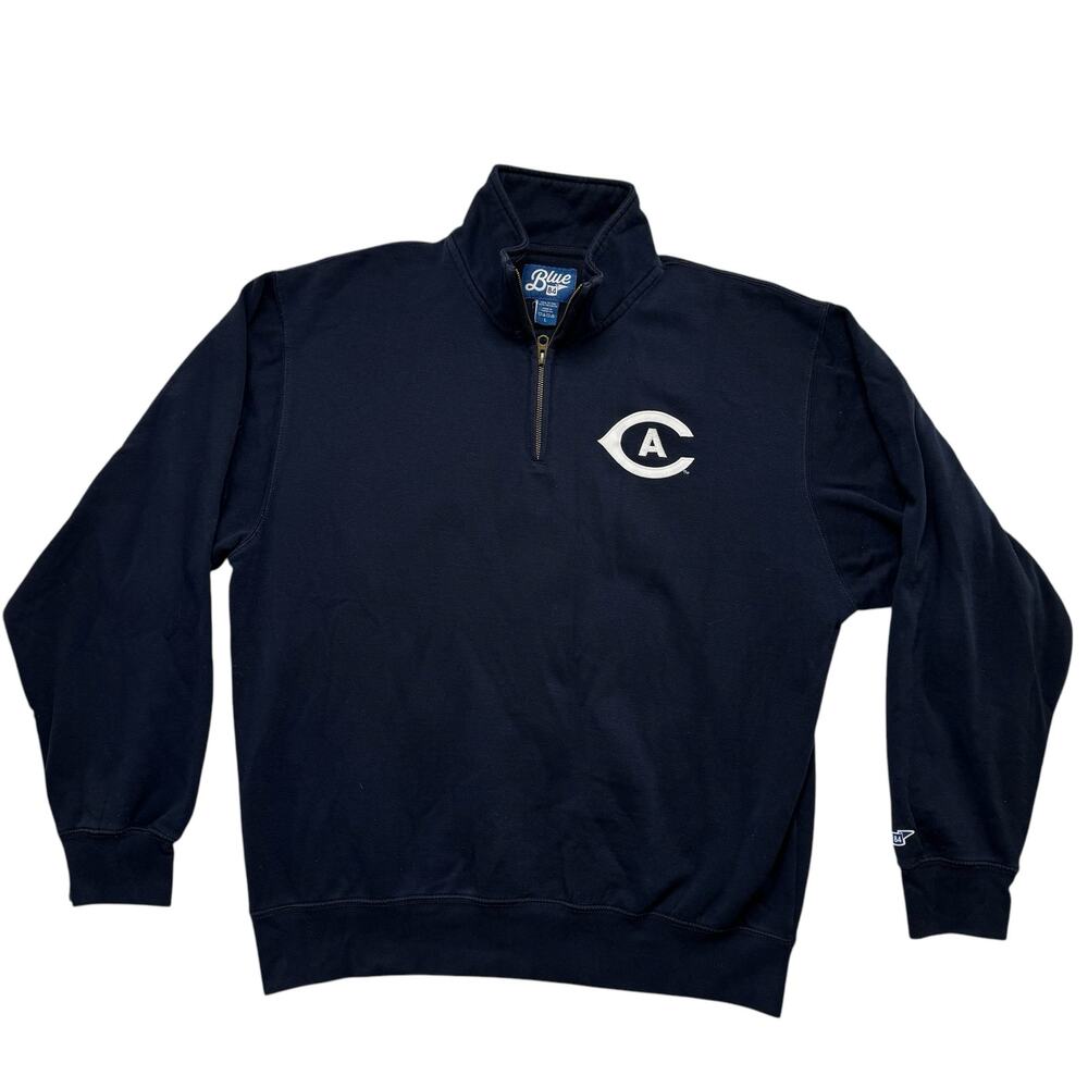 UC DAVIS Aggies Navy Blue 1/4 Zip Pullover Fleece Sweatshirt Size Large Mens